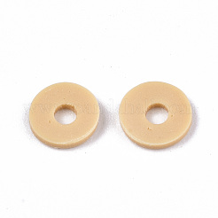 手作り樹脂粘土ビーズ  ジュエリー工芸用品のDIY用  ディスク/フラットラウンド  ヒシビーズ  小麦  8x1mm  穴：2mm  約13000個/1000g&nbsp;CLAY-Q251-8.0mm-67
