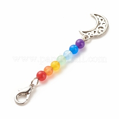 Chakra Theme Natural & Dyed Malaysia Jade Beaded Pendant Decorations&nbsp;HJEW-JM00641-04