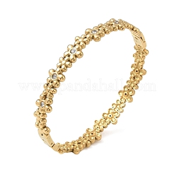 304ステンレススチール製クリスタルラインストーンヒンジ付きカフバングル  花  18KGP本金メッキ  内径：1.97インチ（5cm）x2.36インチ（6cm）&nbsp;SA-CBAB92B-17G