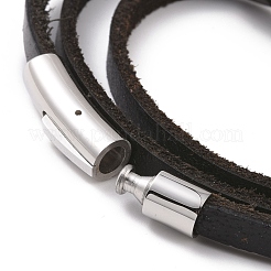 Leather Cord Triple Layered Wrap Bracelet with 304 Stainless Steel Magnetic Clasps&nbsp;BJEW-P275-20P