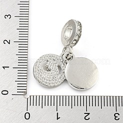 ラックメッキ合金エナメルフラットラウンド太陽付きヨーロッパダングルチャーム  大穴ペンダント  クリスタルラインストーン付き  プラチナ  カドミウムフリー＆ニッケルフリー＆鉛フリー  ブルー  27mm  穴：4.8mm  フラットラウンド：15x11.5x3mmと15x12x2mm&nbsp;FIND-B034-08P-02
