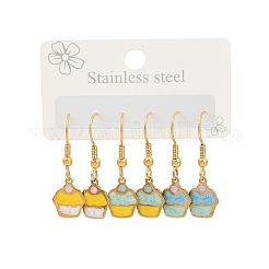 Ocean Series 304 Stainless Steel Enamel Dangle Earrings&nbsp;EJEW-K017-01A-G