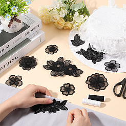 30Pcs 10 Style Flower/Leaf Organza Embroidery Sew on Appliques&nbsp;PATC-GF0001-28