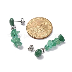Natural Green Aventurine Dangle Stud Earrings&nbsp;EJEW-JE06371-02
