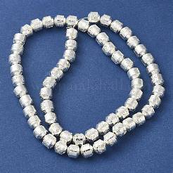 電気メッキされた天然溶岩岩ビーズ連売り  コラム  銀メッキ  6x6mm  穴：1.2mm  約62個/連  15.75インチ（40cm）&nbsp;G-L606-B02-01F