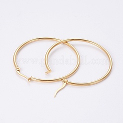 304ステンレススチールフープピアス  リング  ゴールドカラー  45x2mm  ピン：1x0.7mm  内径：41mm&nbsp;EJEW-WH0002-03B-G