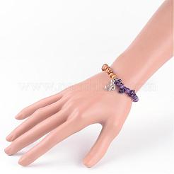 Natural Chip Gemstone Beaded Charm Bracelets&nbsp;BJEW-JB02302