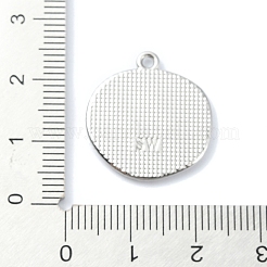 メッキ合金エナメルチャームラック  プラチナ  フラットラウンドのチャーム  チェリー  21.5x20x2mm  穴：1.6mm&nbsp;ENAM-Z016-06P-02