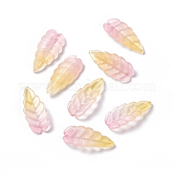 電気メッキガラスペンダント  葉のチャーム  ピンク  23x10x3mm  穴：1.2mm&nbsp;EGLA-H102-05F