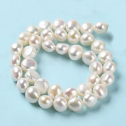 天然養殖淡水パールビーズ連売り  研磨両側  グレード6a+  パパイヤホイップ  9~12x7~8.5mm  穴：0.6mm  約38個/連  14.57~14.76インチ（37~37.5cm）&nbsp;PEAR-E018-70
