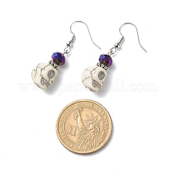 Synthetic Magnesite with Glass Beaded Dangle Earrings&nbsp;EJEW-JE05054-02