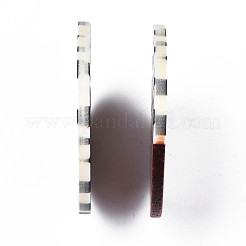 印刷された樹脂および木製のペンダント  フラットラウンド  乳白色  49x2.5~3.5mm  穴：2mm&nbsp;X-RESI-S358-63