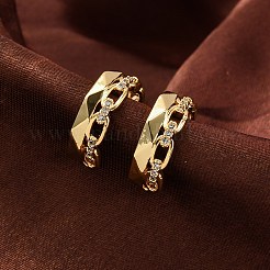 Rack Plating Brass Micro Pave Clear Cubic Zirconia Cuff Earrings for Women&nbsp;EJEW-C125-24F-G