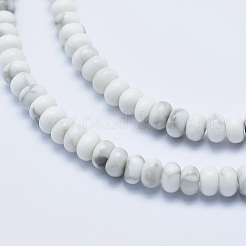 天然石ハウライトビーズ連売り  ロンデル  4~4.5x2~3mm  穴：1mm  約160個/連  15.7インチ（40cm）&nbsp;G-P353-04-4mm