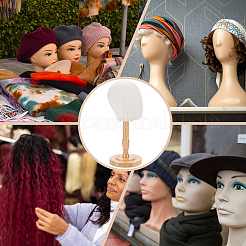 Desktop Head Shaped Wood Covered with Cloth Hat Display Racks&nbsp;AJEW-WH0816-104