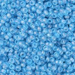 TOHOラウンドシードビーズ  日本製シードビーズ  （163f）マットな透明なアクア  8/0  3mm  穴：1mm  約222PCS /ボトル  10 G /ボトル&nbsp;SEED-JPTR08-0163F