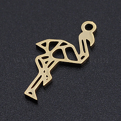 ステンレスペンダント201個  フラミンゴ  折り紙  中空  ゴールドカラー  20x10x1mm  穴：1.5mm&nbsp;STAS-N090-JN836-2