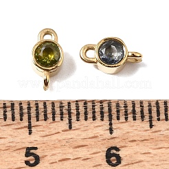 12 Colors 304 Stainless Steel Pave Cubic Zirconia Geometric Connector Charms&nbsp;SA-CBAFEA1-01B-G