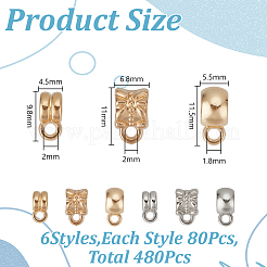 480個 2色 CCB プラスチックチューブベイル  ループベイル  ミックスカラー  9.8~11.5x4.5~6.8x6~8mm  穴：1.8~2mm  内径：3.8~5mm&nbsp;CCB-GO0001-04
