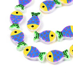 染色・加熱ガラスエナメルビーズ  魚  ミックスカラー  20x13x5.5~6mm  穴：1mm&nbsp;GLAA-T023-45M
