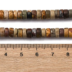 天然ピカソジャスパー/多色ジャスパービーズ連売り  ディスク  ヒシビーズ  6~6.5x3~3.5mm  穴：0.7mm  約121個/連  15.08''（38.3センチメートル）&nbsp;G-L624-I15-3x6mm