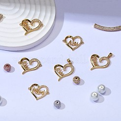 6Pcs 6 Style Brass Micro Pave Clear Cubic Zirconia Links&nbsp;ZIRC-SZ0001-50