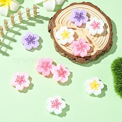 10個5色シリコンビーズ  花  ミックスカラー  28x28.5x9.5mm  穴：2mm  2個/カラー&nbsp;SIL-CJ0003-17