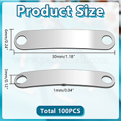 201ステンレススチールリンク/コネクター100個  楕円形  空白タグのスタンプ  ステンレス鋼色  30x6x1mm  穴：3mm&nbsp;STAS-HY0001-78