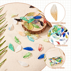 75Pcs 15 Colors Transparent Glass Leaf Pendants&nbsp;GLAA-TA0003-30
