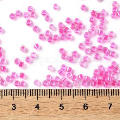 ガラスシードビーズ  不透明な色の虹  シリンダー  濃いピンク  2.5x2mm  穴：1.4mm&nbsp;X-SEED-S042-13A-09