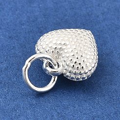 925スターリングシルバーチャーム  スタンプ925個と丸カン付き  銀  ハート  9.5x9x5mm  穴：4mm&nbsp;STER-S009-07A-S