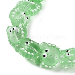 透明ガラスビーズ連売り  エナメル  カニ  薄緑  12~13x13~14x6~7mm  穴：1mm  約30個/連  13.39インチ（34cm）&nbsp;LAMP-L078-010G