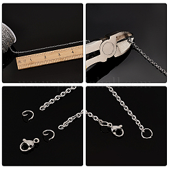 30m 3 Style 304 Stainless Steel Cable & Curb Chains for DIY Chain Necklace Making Kit&nbsp;CHS-BC0001-12