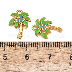 304ステンレススチールチャーム  エナメル  ゴールドカラー  ツリー  14x10x2.5mm  穴：1.5mm&nbsp;STAS-C160-04D-G