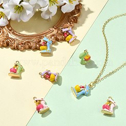 8Pcs 4 Colors Alloy Enamel Pendants&nbsp;ENAM-CJ0007-54