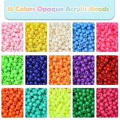 120G 15 Colors Opaque Acrylic Beads&nbsp;SACR-FS0001-28