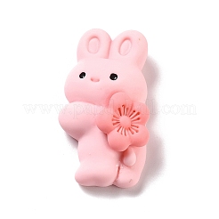 オペーク樹脂カボション  兎  ピンク  28x15.5x8.5mm&nbsp;RESI-C012-23