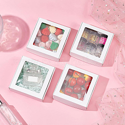 正方形の折り畳み式の創造的な厚紙箱  ギフト用の箱  窓付き  ホワイト  11x10.5x3.05cm&nbsp;CON-WH0086-15A