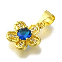 Flower Rack Plating Brass Micro Pave Cubic Zirconia Pendant&nbsp;KK-H485-01G-01