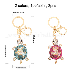 2個 2色 かわいい亀のラインストーンペンダントキーホルダー  合金パーツ  女性のためのバッグ車の装飾品  13cm  1pc /カラー&nbsp;KEYC-CA0001-48
