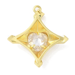 Real 18K Gold Plated Rack Plating Brass Micro Pave Cubic Zirconia Pendants&nbsp;KK-F854-14G-02