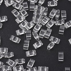 MIYUKIハーフティラビーズ  日本製シードビーズ  2の穴  （htl131)クリスタル  5x2.3x1.9mm  穴：0.8mm  約250PCS /ボトル  10 G /ボトル&nbsp;SEED-JP0008-HTL131