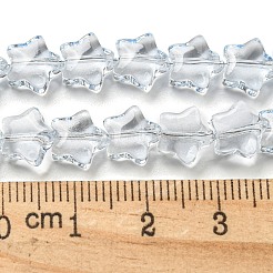ベーキングペイント透明ガラスビーズ連売り  スター  ライトスカイブルー  8x8x4mm  穴：0.8mm  約101~102個/連  29.13~29.53インチ（74~75cm）&nbsp;DGLA-A07-T8mm-KD05