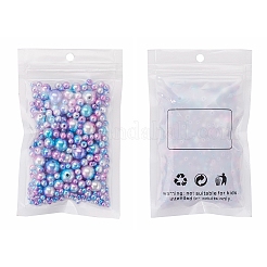 420Pcs 7 Style Rainbow ABS Plastic Imitation Pearl Beads&nbsp;OACR-YW0001-06