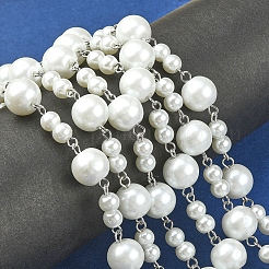 Handmade Round Glass Pearl Beads Chains for Necklaces Bracelets Making&nbsp;X-AJEW-JB00055-01