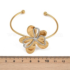 女性用304ステンレススチールバングル  花  カドミウムフリー＆ニッケルフリー＆鉛フリー  イオンプレーティング（ip）  本物の金メッキと本物のプラチナメッキ  内径：2-3/8x1-7/8インチ（5.9x4.8cm）&nbsp;BJEW-C121-01GP