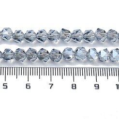 Ab色のメッキガラスビーズ  多面カット  ポリゴン  スチールブルー  6x6x5.5mm  穴：1.2mm  約96~100個/連  20.08''~20.47''（51~52センチメートル）&nbsp;EGLA-L018-B-AB07
