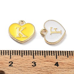 合金エナメルチャーム  ライトゴールド  ハートの文字チャーム付き  ミックスカラー  11.5x12x1.8mm  穴：1.6mm&nbsp;FIND-Z021-02KCG