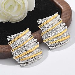 304ステンレススチール製フォールドスタッドピアス  長方形  28.5x27mm&nbsp;EJEW-Z084-03GP-01