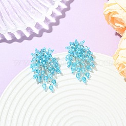 Glass Seed Braided Beaded Flower Stud Earrings&nbsp;EJEW-MZ00736